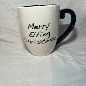 Merry Elfing Christmas Mug - White and Black